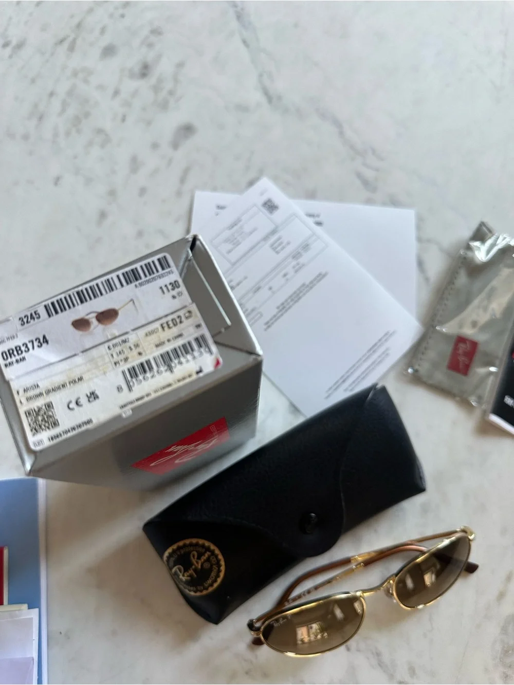 New in box Ray ban woman polarized sunglasses Arista Gold brown 56/18 RB 3734
